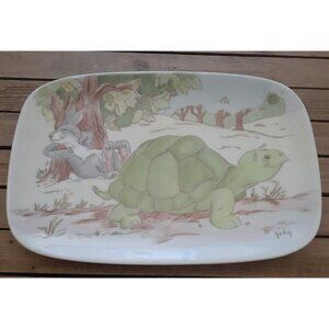The Tortoise and the Hare Canape Plate Signed by artist Moral Lesson 9"